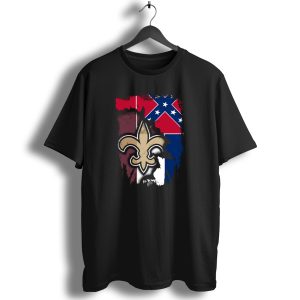 Together Mississippi With Saints Fleur De Lis And Confederate Flag T Shirt