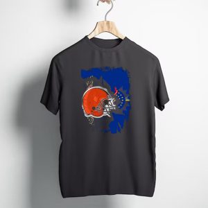 Together North Dakota with Cleveland Browns Helmet and State Flag Elements T-Shirt