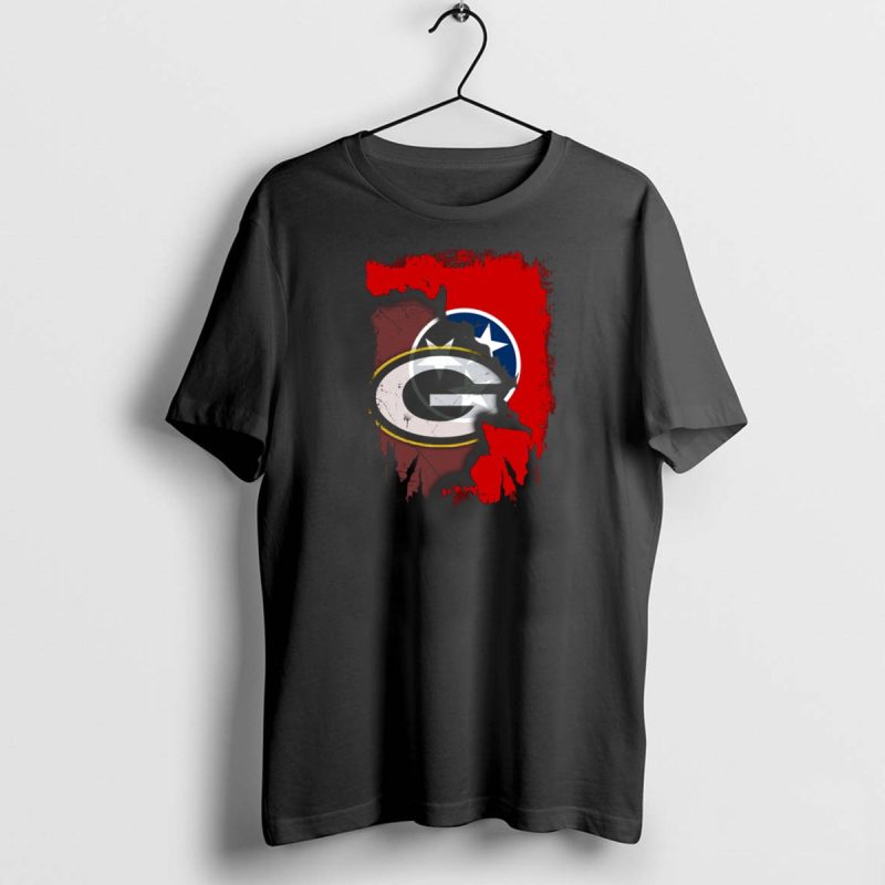 Together Tennessee With Green Bay Packers Logo Over Tennessee Flag T Shirt 1 1 T Shirt 1 1