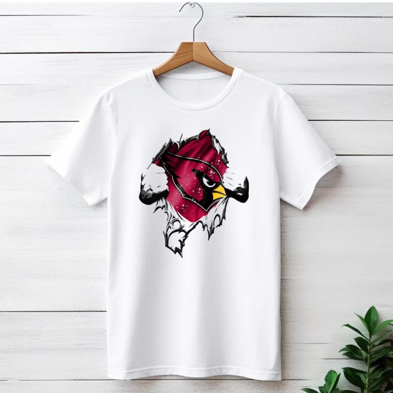 Torn Arizona Cardinals Logo With Ripped Effect And Aggressive Mascot Burst T Shirt 1 T Shirt 1