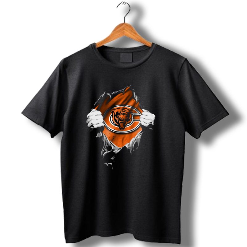Torn Chicago Bears Emblem Revealed Through Ripped Fabric T Shirt 1 T Shirt 1