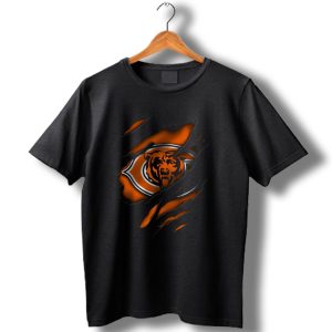 Torn Chicago Bears Logo With Bear Face And Claw Marks T Shirt
