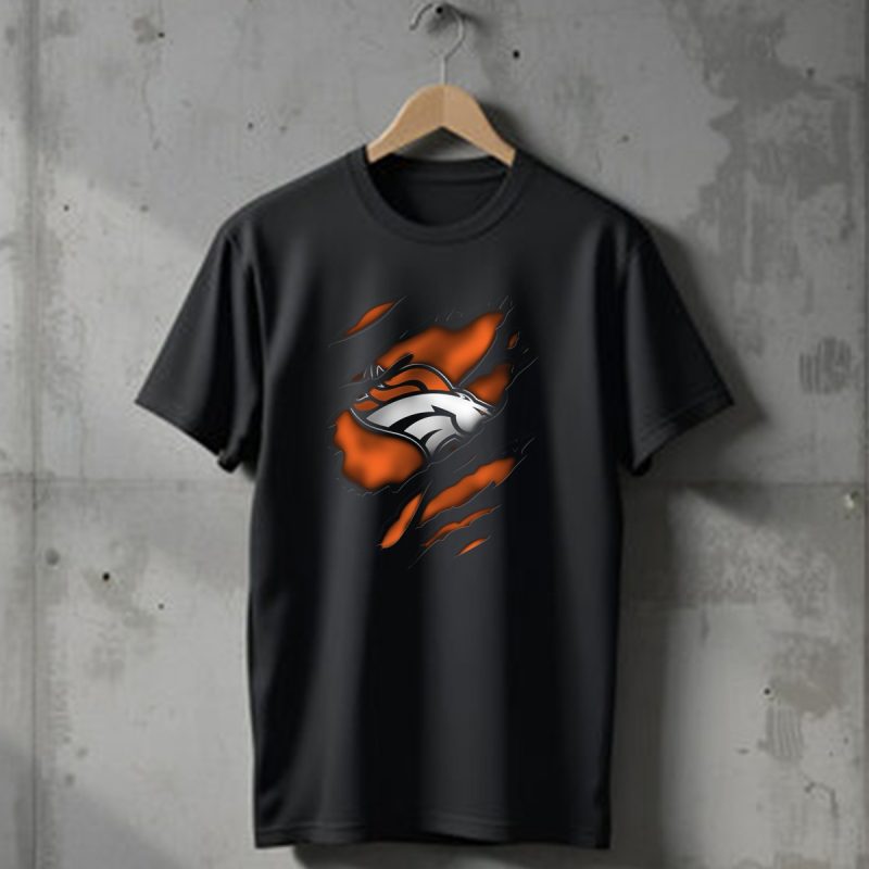 Torn Denver Broncos Logo Bold Fanwear Torn T Shirt 1 T Shirt 1
