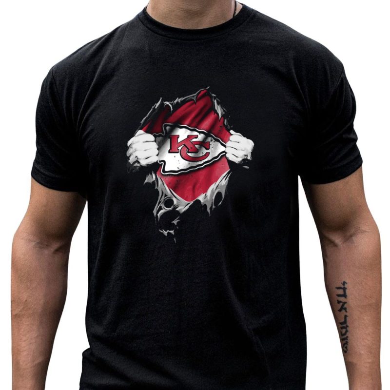 Torn Kansas City Chiefs Logo Ripped Effect T Shirt T Shirt 1 1