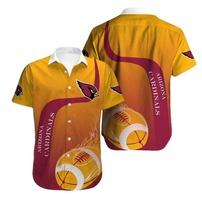 Touchdown Glory Arizona Cardinals Hawaiian Shirt Gold Flame Playmaker 1