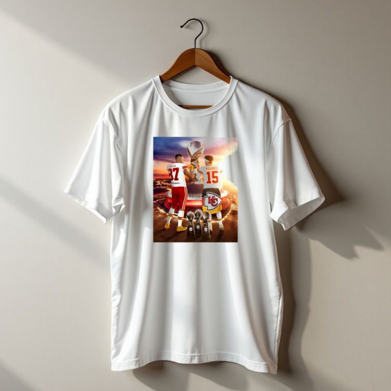 Travis Kelce Patrick Mahomes Kansas City Chiefs 2 Bros Chasing Fourth Title T Shirt T Shirt 1 1