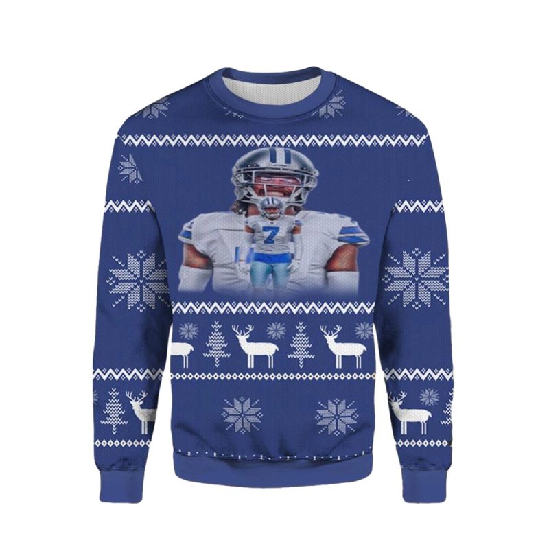 Trevon Diggs No 7 Dallas Cowboys Ugly Christmas Sweater 1