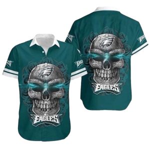 Philadelphia Eagles Tribal Skull Fusion Hawaiian Shirt