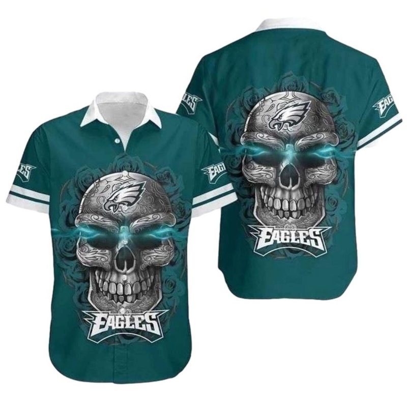 Tribal Skull Fusion Philadelphia Eagles Hawaiian Shirt 1