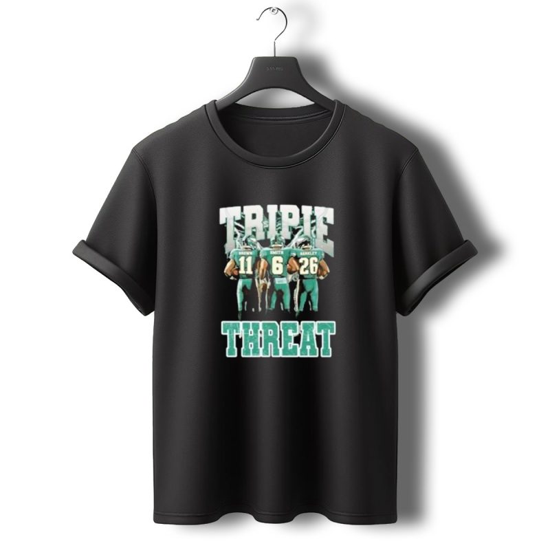 Triple Threat Brown Smith Barkley Philadelphia Football Eagles T Shirt T Shirt 0 1