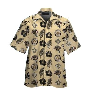 Tropical Escape NFL Saints Hawaiian Shirt With Palm Tree And Logo Print