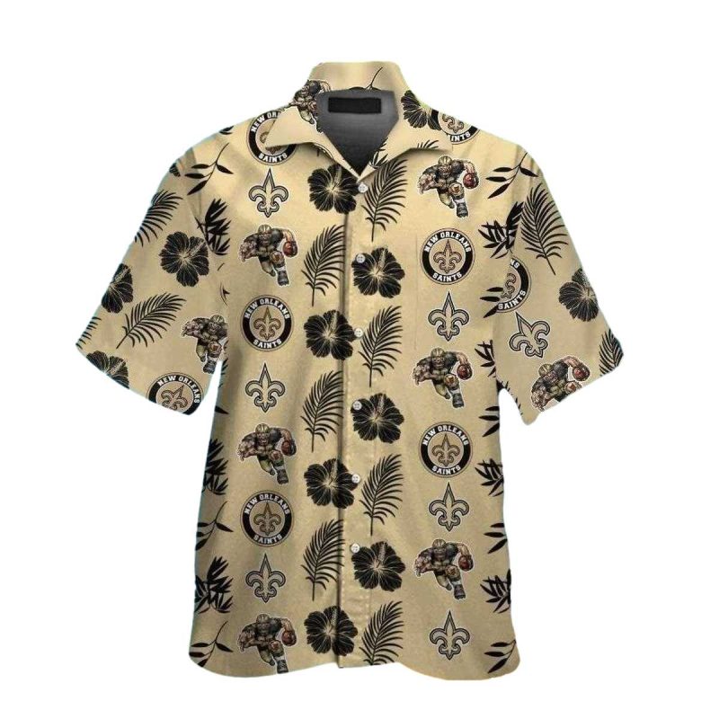 Tropical Escape Nfl Saints Hawaiian Shirt With Palm Tree And Logo Print 1