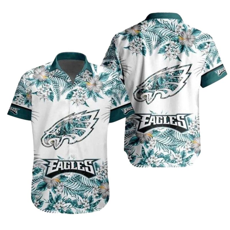 Tropical Flora Eagle Wings Philadelphia Eagles Hawaiian Shirt 1