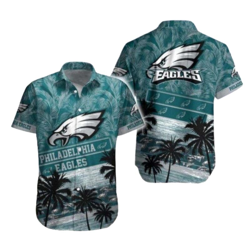 Tropical Palm Silhouette Philadelphia Eagles Hawaiian Shirt 1