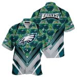 Philadelphia Eagles Tropical Palms Midnight Teal Hawaiian Shirt
