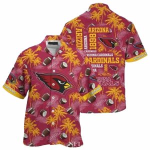 Tropical Pigskin Paradise Arizona Cardinals Football And Palms Hawaiian Shirt