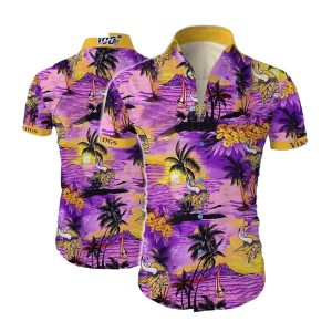 Tropical Sunset Palm Coconut Island Minnesota Vikings Hawaiian Shirt