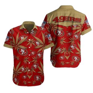 Tropical Touchdown 49ers Weed Red Pattern Hawaiian Shirt