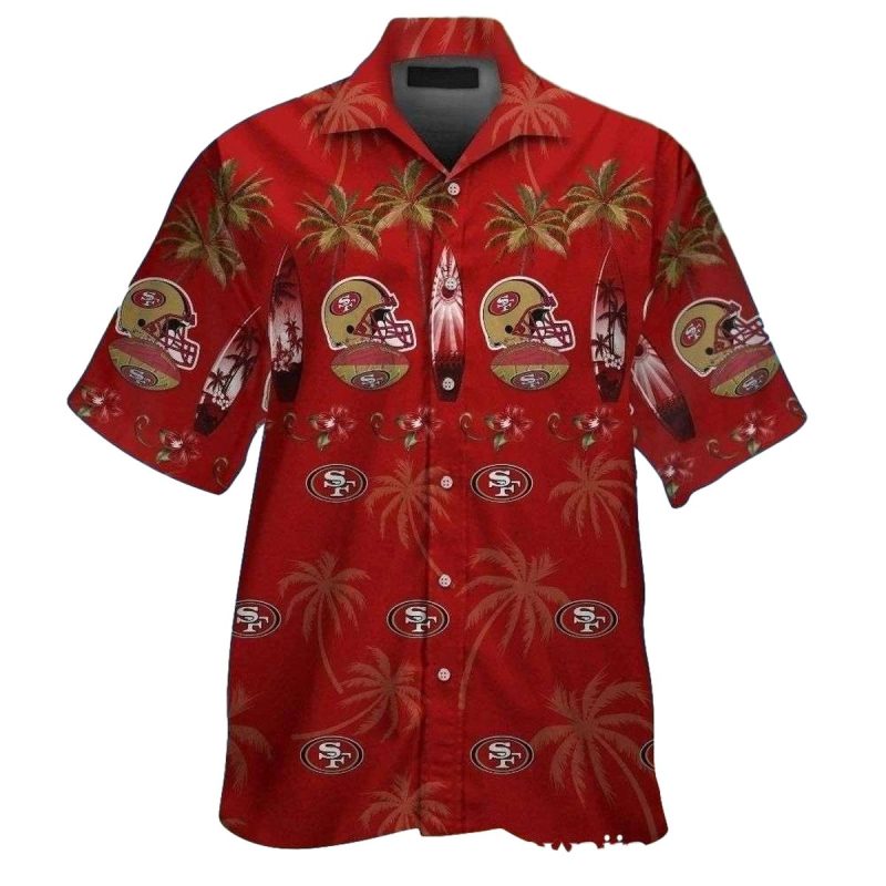 Tropical Touchdown Palm Trees 49Ers Red Hawaiian Shirt 1