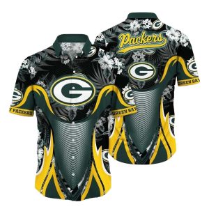 Tropical Vortex Green Bay Packers Swirl Pattern Hawaiian Shirt