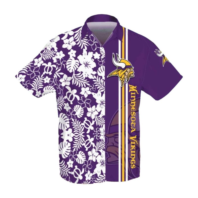 Tropical White Floral Minnesota Vikings Hawaiian Shirt 1
