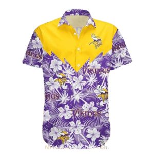 Tropical White Floral Wave Minnesota Vikings Hawaiian Shirt