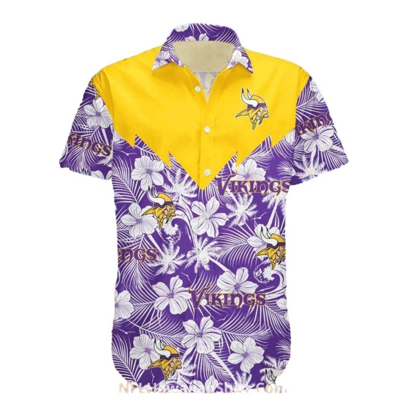 Tropical White Floral Wave Minnesota Vikings Hawaiian Shirt 1