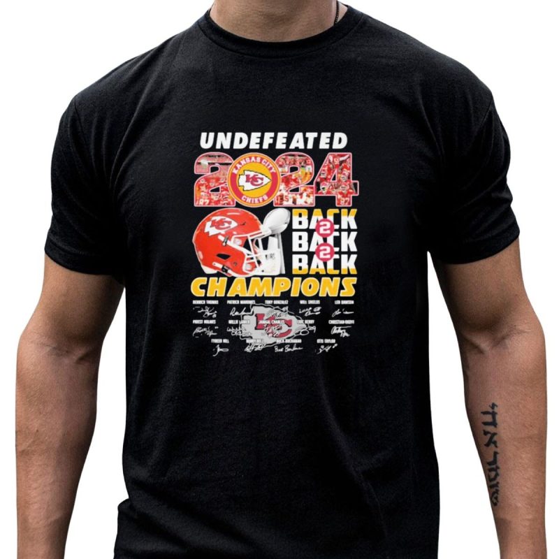 Undefeated 2024 Kansas City Chiefs Back 2 Back 2 Back Champions Signatures T Shirt T Shirt 1 1