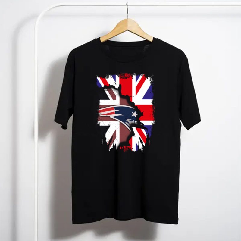 Union Jack And New England Patriots United Together T Shirt T Shirt 1