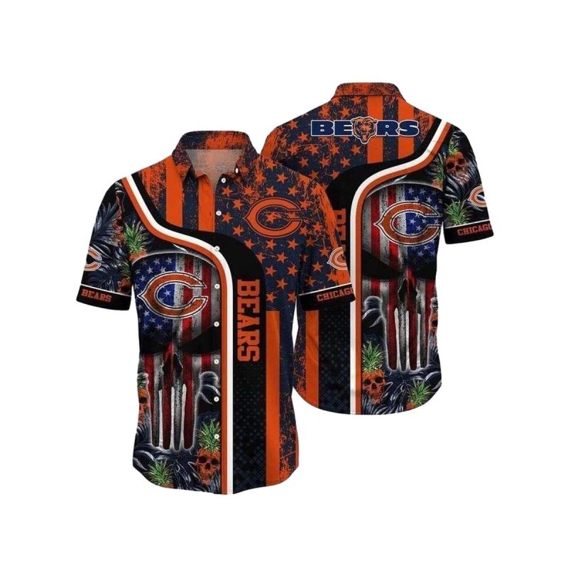 Urban Jungle Skull Halloween Chicago Bears Hawaiian Shirt 1