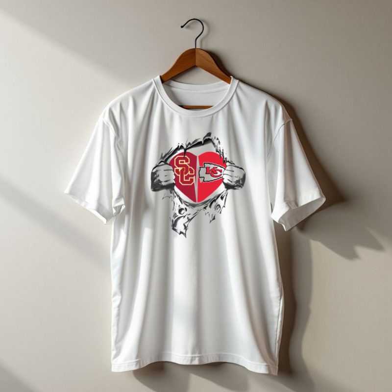 Usc Trojans Kc Chiefs Heart Pullover T Shirt T Shirt 1 1