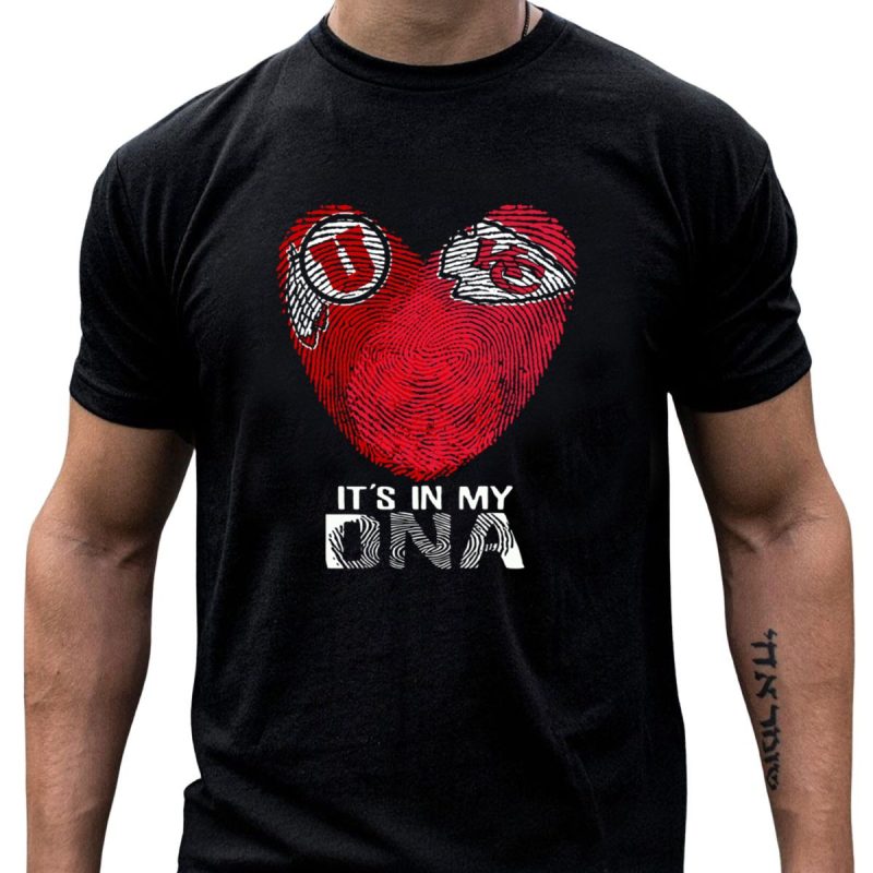 Utah Utes Kc Chiefs Its In My Dna Fingerprint Heart T Shirt T Shirt 1 1