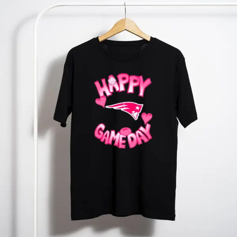 Valentines Day New England Patriots Happy Gameday 2025 With Hearts And Football T Shirt T Shirt 1