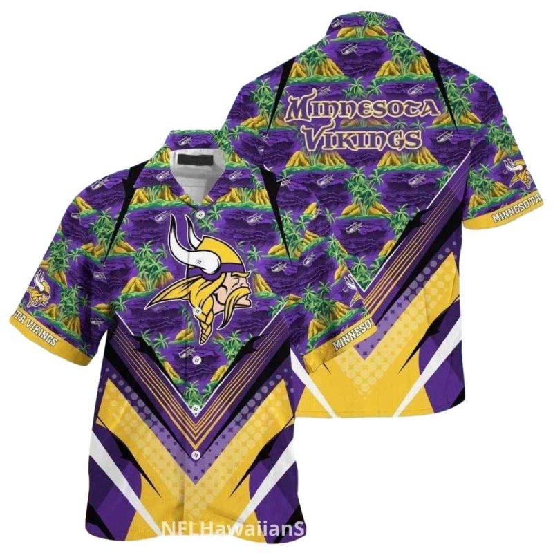 Vibrant Purple Tropical Island Minnesota Vikings Hawaiian Shirt 1