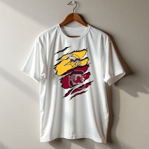 Vikings Gamecocks Logo Fusion Tear T Shirt