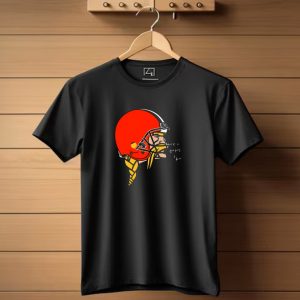 Vikings Helmet Featuring Browns Colors And Iconic Braided Warrior T Shirt