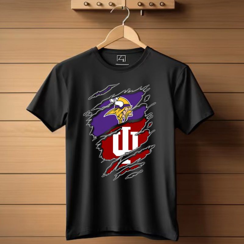 Vikings Hoosiers Minnesota Nfl Indiana University Fan Logo Fusion T Shirt 1 T Shirt 1
