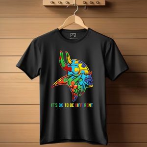 Vikings Its Ok To Be Different Colorful Puzzle Viking Helmet T Shirt