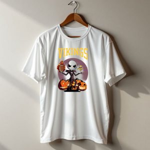 Vikings Jack Skellington Halloween Football Pumpkins T Shirt