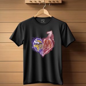 Vikings Minnesota Purple Gold Heart M T Shirt