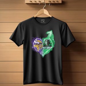 Vikings Minnesota Timberwolves Heart Logo Fusion T Shirt
