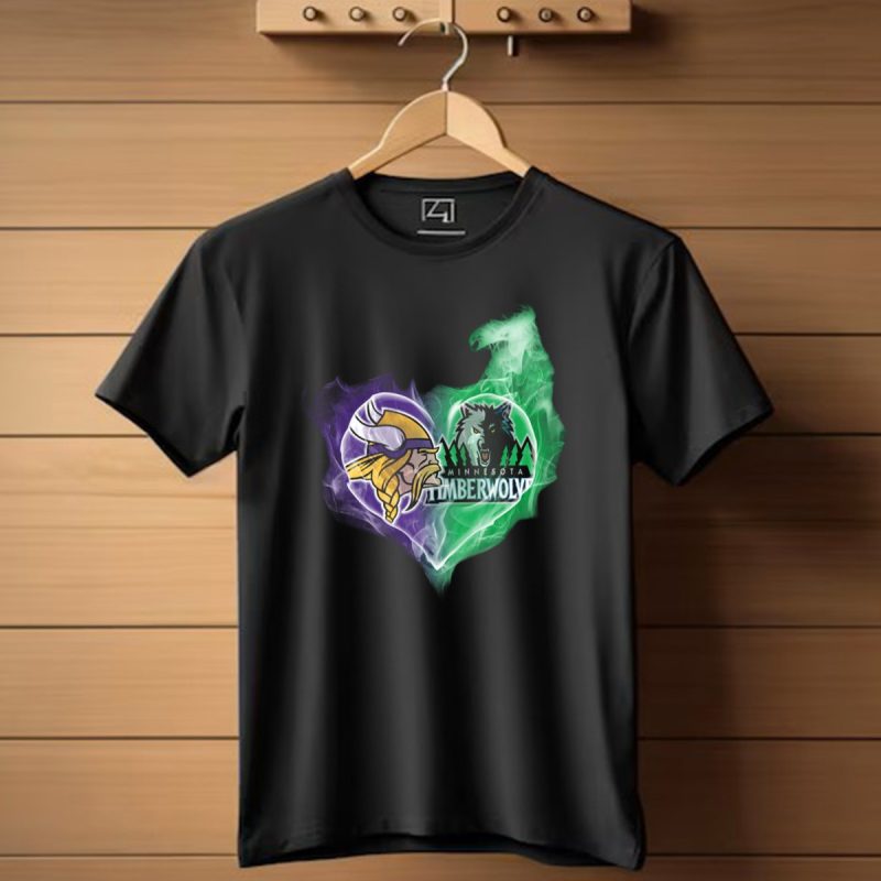 Vikings Minnesota Timberwolves Heart Logo Fusion T Shirt 1 T Shirt 1