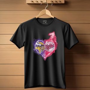 Vikings Minnesota Twins Heart Logo Smoke T Shirt