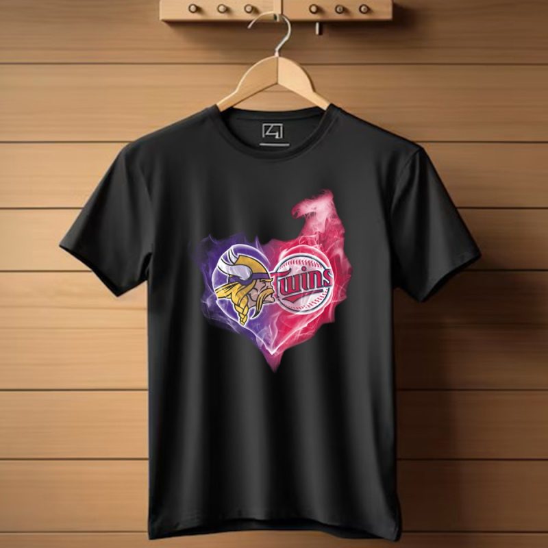 Vikings Minnesota Twins Heart Logo Smoke T Shirt 1 T Shirt 1