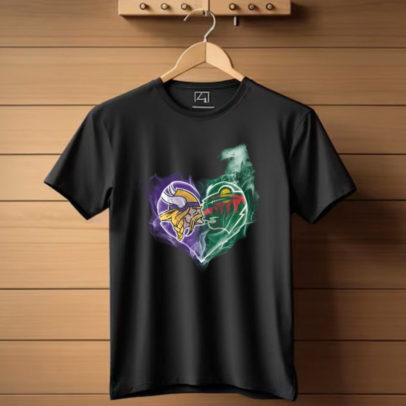 Vikings Minnesota Wild Heart Logo Fusion T Shirt 1 T Shirt 1