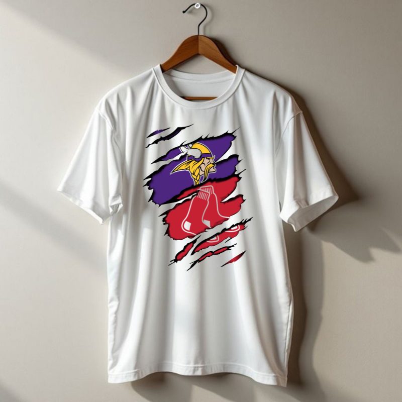Vikings Redsox Logo Mashup Football Baseball Crossover T Shirt 1 T Shirt 1