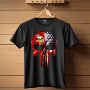 Vikings Skull American Flag Minnesota Fan T Shirt