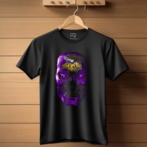 Vikings Skull Helmet Futuristic Purple Glowing Eyes T Shirt
