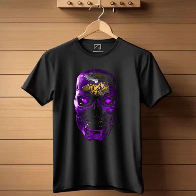 Vikings Skull Helmet Futuristic Purple Glowing Eyes T Shirt 1 T Shirt 1