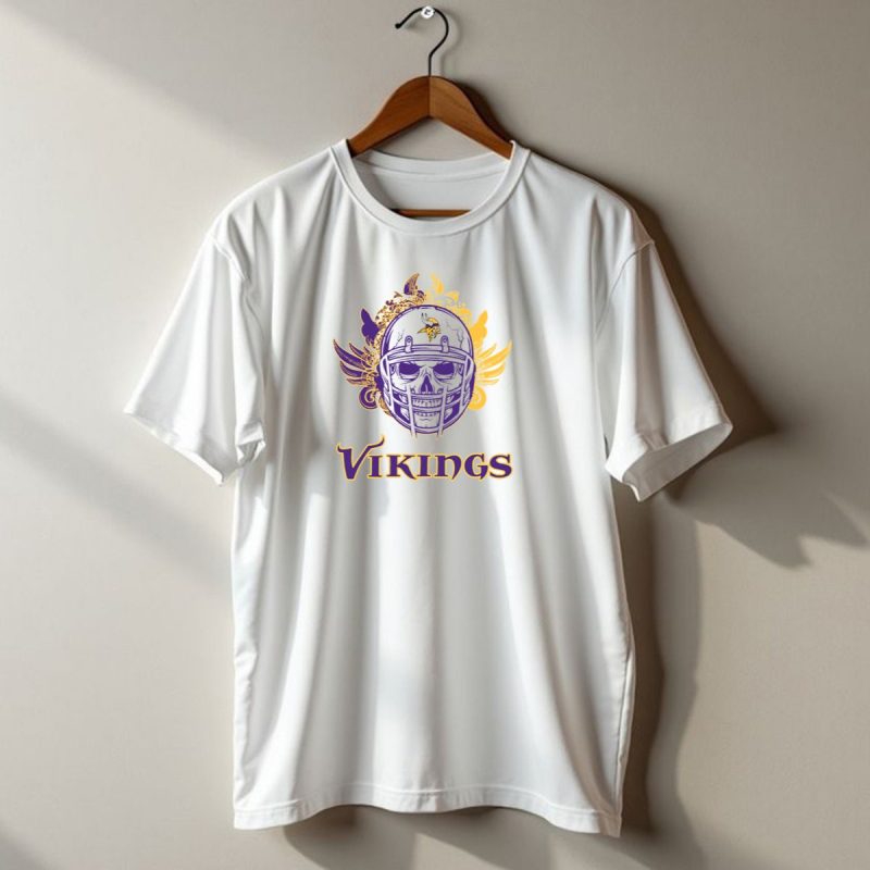Vikings Skull Helmet With Purple And Yellow Wings T Shirt 1 T Shirt 1